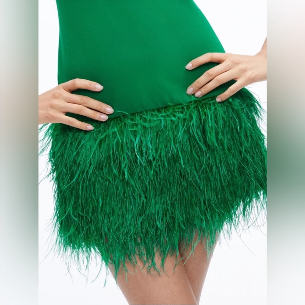 ALICE + OLIVIA 
COLEY FEATHER TRIM MINI DRESS - Picture 3 of 8